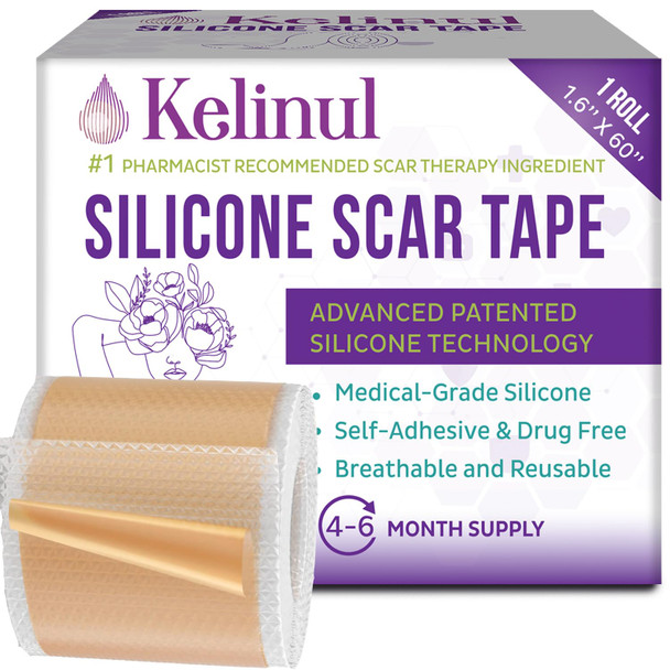 Silicone Scar Sheets(1.6'' X 60''Roll-1.5M) - Soft Silicone Gel Scar Tape Painless Silicone Tape Roll - Reusable, Medical Grade Silicone Scar Removal Strips For C-Sectio