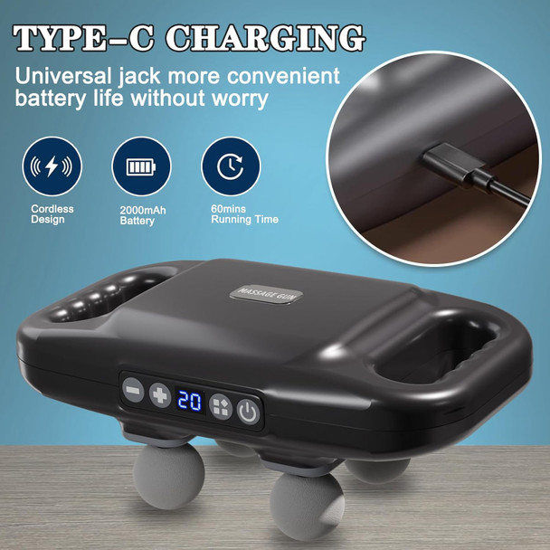 4-Head Massage Gun Deep Tissue, Muscle Massager 20 Intensities & 6 Massage Modes, 4-Head Back Massager For Pain Relief In Back, Leg, Neck, Shoulder And Body,Perfect Gifts