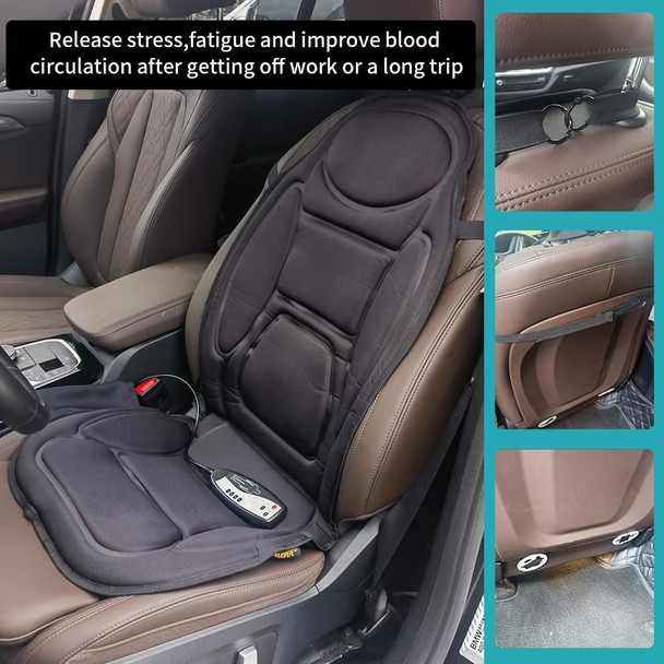 Back Massager Seat Cushion With Heat,8 Vibration Motors Massage Chair Pad For Back, Deep Tissue Vibration Seat Massager Cushion For Back Pain Relief，Home Office Chair Use, Gifts For Women,Men,Black