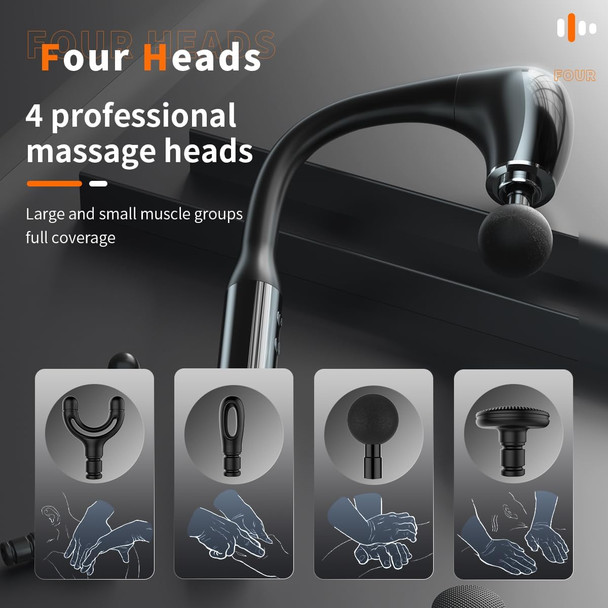 Massage Gun  Extension Handle For Deep Massage Of The Back To Relieve Deep Tissue Pain In The Muscles, Four Massage Heads &Five Adjustable Speeds Fitness Person Friendly