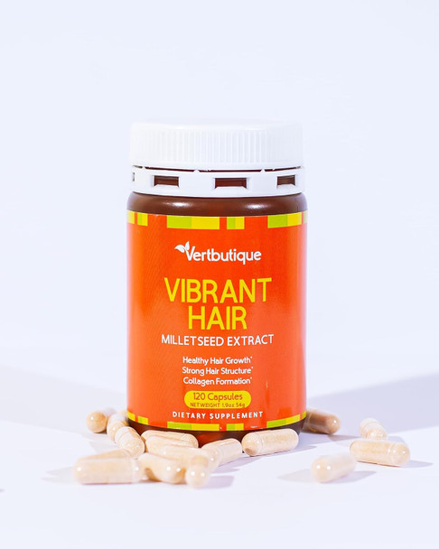 Vibrant Hair - For Natural Growth, Strenght,Shine- Hair Growth Product For Men & Women -Supplement With Millet Seed, Vitamin C, Biotin, Zinc, Pantothenic Acid -120 Easy Swallow Capsules.