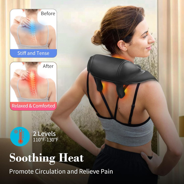 Shiatsu Neck Massager With Heat - Ideal Gifts For Mom Dad,4D Cordless Deep Tissue Kneading Massage For Pain Relief,Rechargeable Massage For Neck,Shoulder,Traps And Back