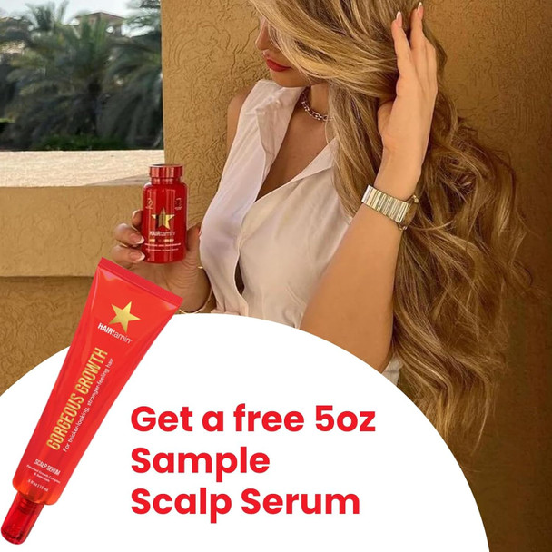 Hairtamin Advanced Hair & Scalp Serum Pack  All-Natural Vegan Biotin Capsules & Serum Sample For Hair, Skin & Nail Growth