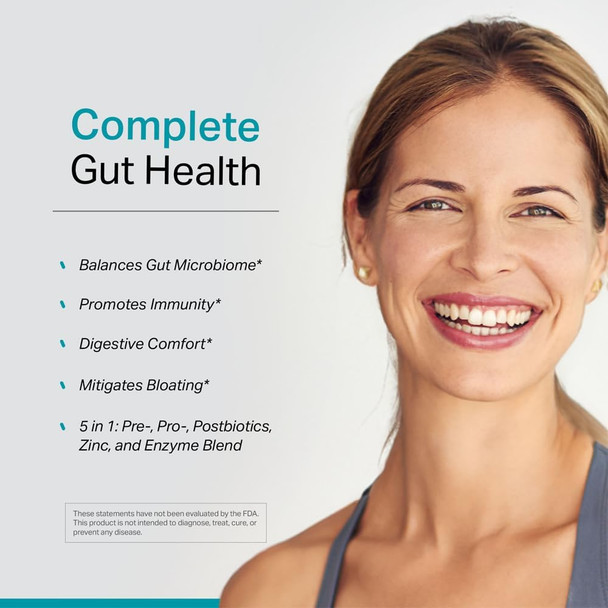 Complete Probiotic Blend: 5-In-1 Digestive Enzymes, Zinc, Postbiotic, Prebiotics And Probiotics For Women & Men, Provitalize For Women Digestive & Gut Health  10 Strains 20 Billion Cfu, 60Ct Softgels