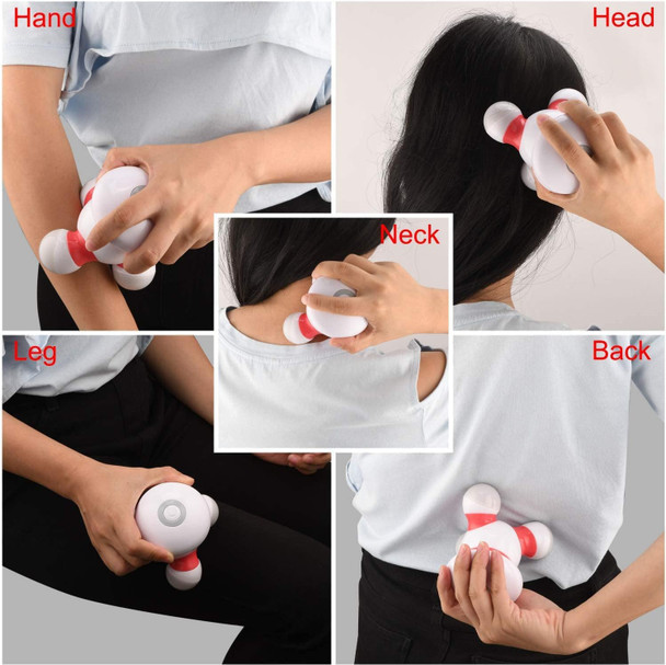 Cotsoco Handheld Massager Mini Portable Vibrating Body Massager With Led Light For Hand Head Neck Back Legs Arms Pain Release, Battery Operated, Easy Hand Grip