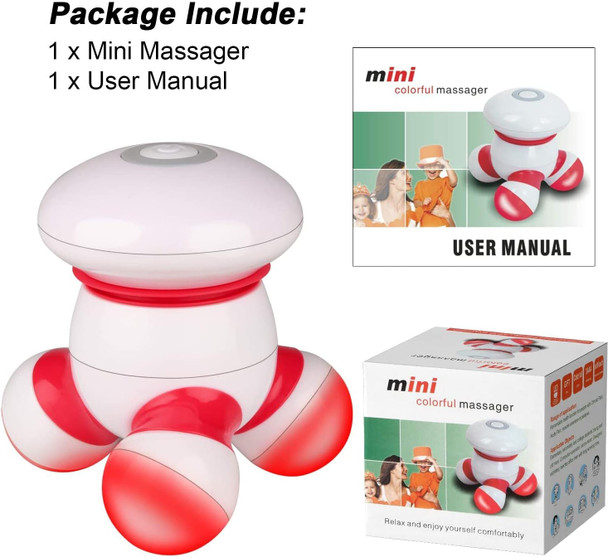 Cotsoco Handheld Massager Mini Portable Vibrating Body Massager With Led Light For Hand Head Neck Back Legs Arms Pain Release, Battery Operated, Easy Hand Grip
