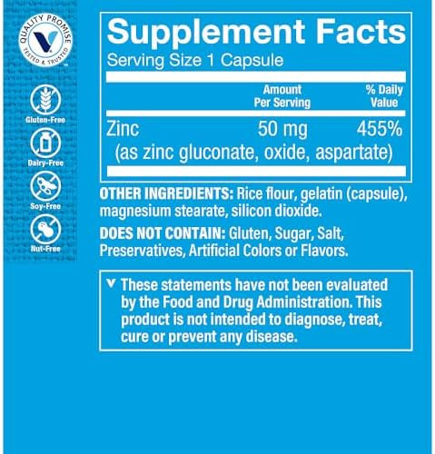 The Vitamin Shoppe Zinc 50Mg Per Serving (300 Capsules)