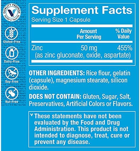 The Vitamin Shoppe Zinc 50Mg Per Serving (300 Capsules)