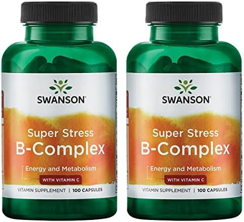 Swanson Vitamin B-Complex W/Vitamin C - Natural Supplement Promoting Stress Relief, Energy Support & Aiding Immune Health - May Support Metabolism & Nervous Health - (100 Capsules) (2 Pack)