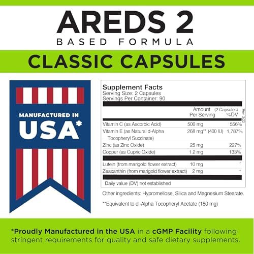 Viteyes Areds 2 Eye Vitamins, Classic Macular Support, Allergen Capsules, With Natural Vitamin E, Vitamin C, Zinc, Copper, Lutein & Zeaxanthin, Eye Doctor Trusted, Manufactured In The Usa, 180 Ct