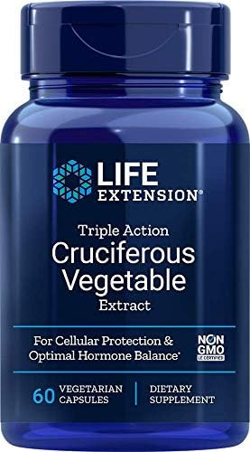 Life Extension Triple Action Cruciferous Vegetable Extract, 60 Vegetarian Capsules—Helps Maintain Dna Health & Already-Healthy Hormone Levels - Non-Gmo, Gluten-Free, Vegetarian