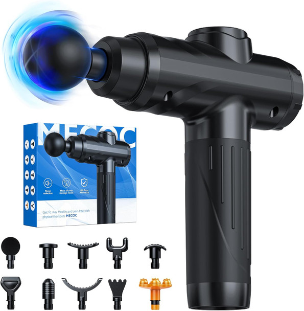 Massage Gun, Deep Tissue Percussion Massager For Pain Relief, Super Quiet Portable Body Relaxation Electric Muscle Massage Gun With 10 Attachment 30 Speed