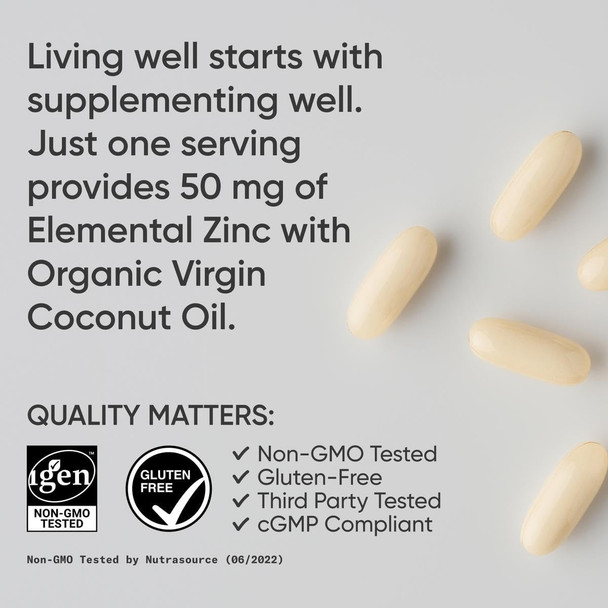 Sports Research Zinc Picolinate 50Mg With Organic Coconut Oil  Highly Absorbable Zinc Supplement For Healthy Immune Function - Non-Gmo Verified, Gluten & Soy (60 Liquid Softgels)
