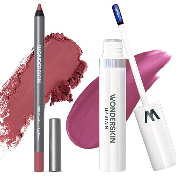 Wonderblading Lip Stain Peel Off Masque (Bella) With 360 Contour Lipliner (Rosewood)