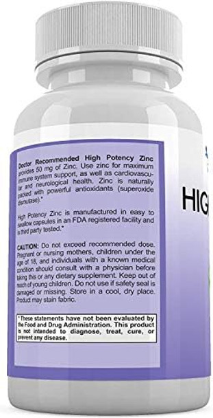 Zinc 50Mg - Zinc Picolinate Immune Health Support Supplement 120 Veggie Capsules For Adults And Kids Vitamin, Well-Absorbed High Potency Pure Zinc Supplements - 50Mg Per Serving