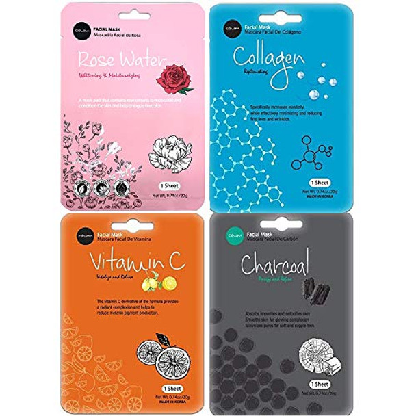 Celavi Face Mask Set Korean Beauty Essence Facial Paper Sheet Mask Korea Skin Care Moisturizing 3 Packs Of Each 12 Flavors K-Beauty Skincare 36 Masks In A Pack Made In Korea