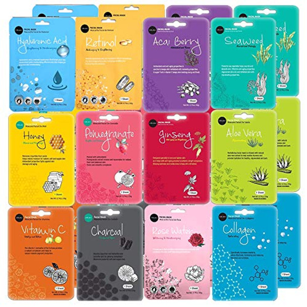 Celavi Face Mask Set Korean Beauty Essence Facial Paper Sheet Mask Korea Skin Care Moisturizing 3 Packs Of Each 12 Flavors K-Beauty Skincare 36 Masks In A Pack Made In Korea