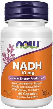 Now Supplements, Nadh (Reduced Nicotinamide Adenine Dinucleotide) 10 Mg With 200 Mg D-Ribose, 60 Veg Capsules