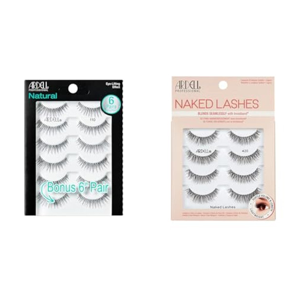 Ardell False Eyelashes, Natural 110, 5 Pair + Bonus Pair Multipack For Eye-Lifting Effect