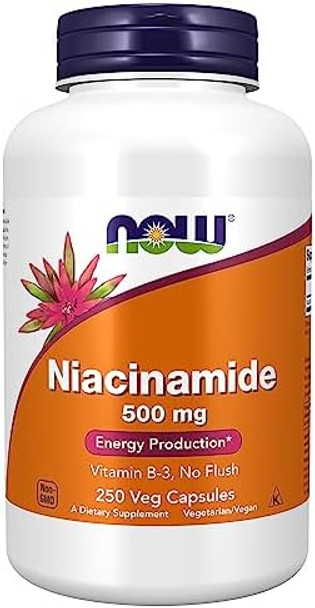 Now Foods Niacinamide 500Mg Vitamin B-3 Capsules, 100 Count (3 Pack)