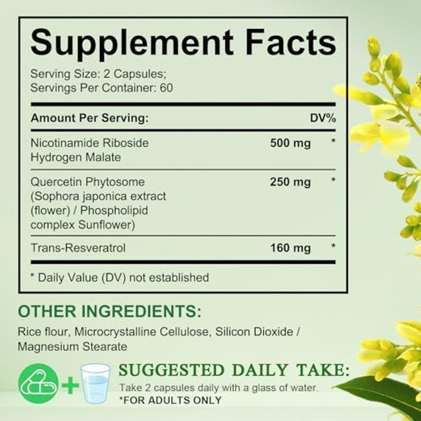 Frovetani Nad Supplement, 910Mg - Liposomal Nicotinamide Riboside Nad+ Supplement With Resveratrol Supports For Muscle, Energy, Focus, Nad Supplement For Men And Women, 120 Capsules