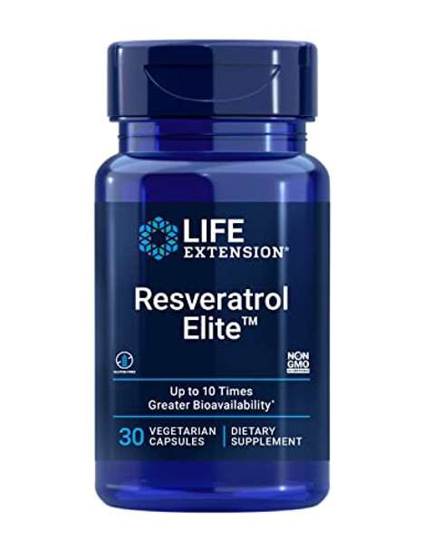 Life Extension Resveratrol Elite, Trans-Resveratrol, Healthy Aging, Cardiovascular Health, Brain Health, Oxidative Stress, Gluten-Free, Non-Gmo, Vegetarian, 30 Capsules