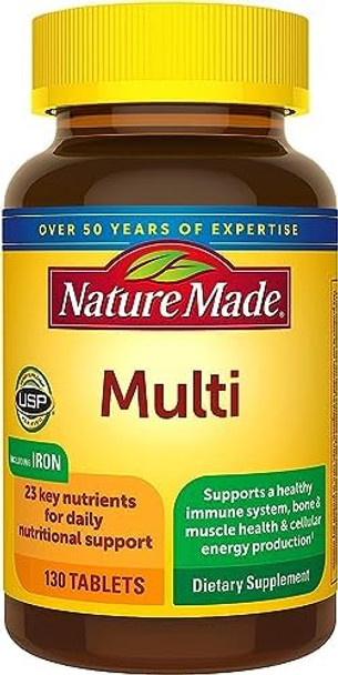 Nature Made Multivitamin Tablets With Iron, Multivitamin For Women And Men For Daily Nutritional Support, 130 Tablets, 130 Day Supply