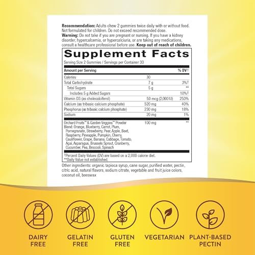 Nature'S Way Alive Daily Calcium & Vitamin D3 Gummies, Bone Support, Immune Support, Strawberry And Raspberry- Lemonade Flavored, 60 Gummies (Packaging May Vary)
