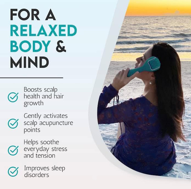 Silicone Ice Head Massage Roller For Head, Neck, Jaw, Ear, And Sinus Relief-Rechargeable Handheld Massage Roller With Comfortable Grip (Teal)