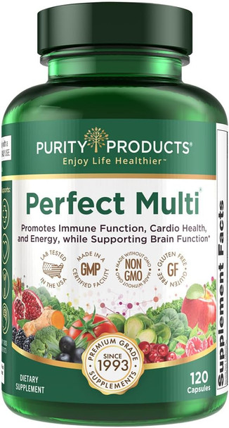 Purity Products Perfect Multi - Multivitamin Packed With Vitamins, Minerals And Phytonutrients - 60 Breakthrough Nutrients - Support For Healthy Immunity, Normal Energy Levels - 120 Capsules (1)