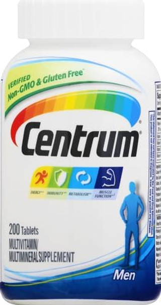 Centrum Multivitamin For Men, Multivitamin/Multimineral Supplement With Vitamin D3, B Vitamins And Antioxidants, Gluten Free, Non-Gmo Ingredients - 200 Count