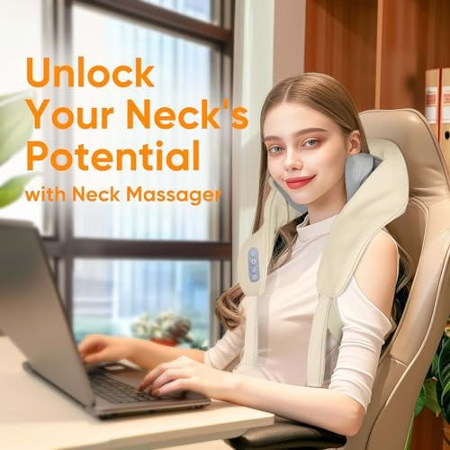 Neck And Shoulder Massager With Heat,Deep Tissue 3D Kneading Pillow, Electric Shiatsu Shoulder Massage,Neck Massager For Pain Relief Deep Tissue.Electric Massage Gifts For Men Women,Office, Home & Car