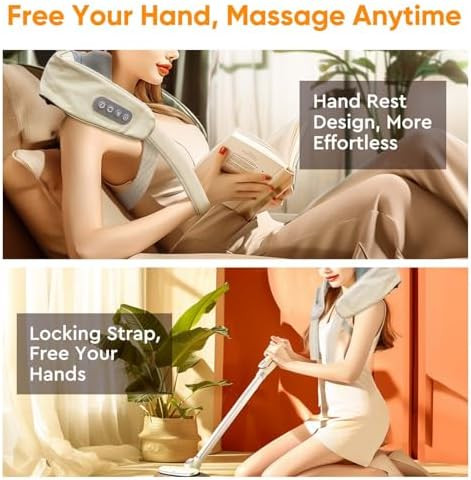 Neck And Shoulder Massager With Heat,Deep Tissue 3D Kneading Pillow, Electric Shiatsu Shoulder Massage,Neck Massager For Pain Relief Deep Tissue.Electric Massage Gifts For Men Women,Office, Home & Car