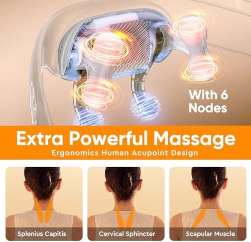 Neck And Shoulder Massager With Heat,Deep Tissue 3D Kneading Pillow, Electric Shiatsu Shoulder Massage,Neck Massager For Pain Relief Deep Tissue.Electric Massage Gifts For Men Women,Office, Home & Car