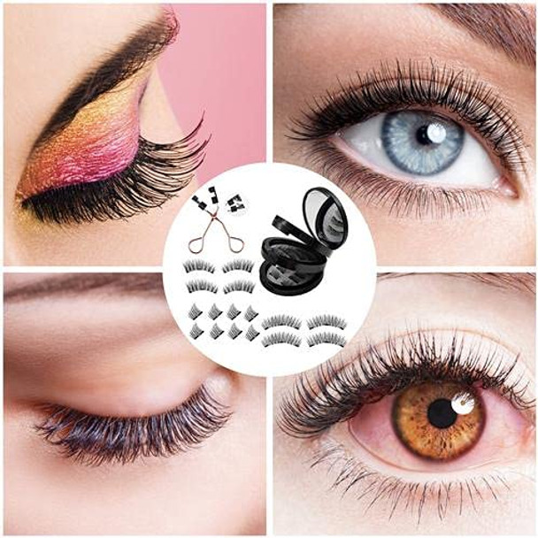 Magnetic Eyelashes Without Eyeliner, Reusable Magnetic Eyelash Kit Dual Magnetic Eyelashes Dual Magnetic Lashes, Magnetic Eyelashes Natural Look Natural And Bushy (16Pcs-4Pairs）, 16Pieces