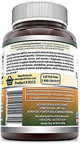 Amazing Formulas Calcium Magnesium Zinc + D3 Supplement  150 Tablets  Non-Gmo  Gluten- Made In Usa