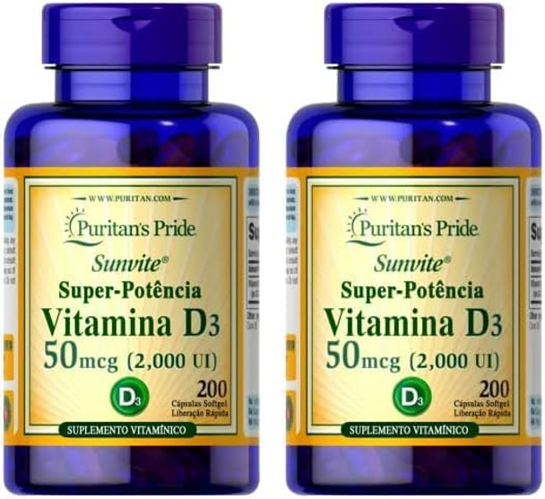 Puritan'S Pride Vitamin D3 50Mcg (2,000 Iu) Bolsters Immune Health For Support Of Immune Health And Healthy Bones And Teeth 200 Softgels