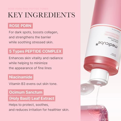 Medicube Holiyday Gifts Rose Pdrn Pink Trio Set : Medicube Pdrn Pink Peptide Serum & Toner & Jelly Gel Mask (1 Count (Pack Of 4)) I Stocking Stuffers For Women, Gifts For Her