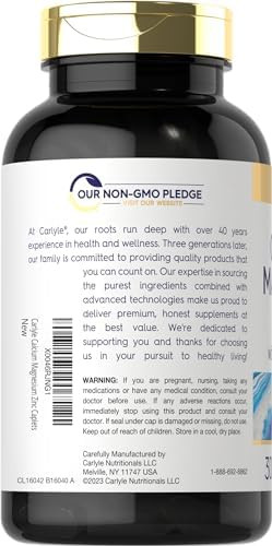 Carlyle Calcium Magnesium Zinc With Vitamin D3 And Boron  300 Caplets  Vegetarian, Non-Gmo Supplement