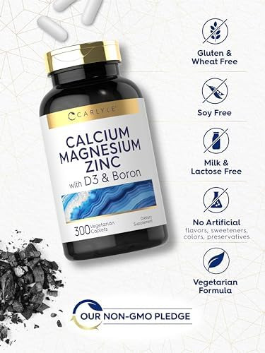 Carlyle Calcium Magnesium Zinc With Vitamin D3 And Boron  300 Caplets  Vegetarian, Non-Gmo Supplement