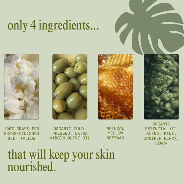 Beef Tallow For Skin Face Cream Moisturizer  Grass-Fed Beef Balm For Skin Care, Pine Scent, 2Oz  Natural And Gentle On Sensitive Skin