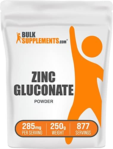 Bulksupplements.Com Zinc Gluconate Powder - Zinc 40Mg, Zinc Powder - Zinc Supplement For Immune Support - Gluten Free, 285Mg Per Serving, 500G (1.1 Lbs) (Pack Of 1)