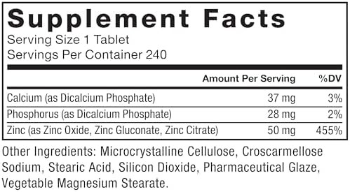 Force Factor Zinc 50Mg, Zinc Supplements With Zinc Oxide Powder, Zinc Gluconate, And Zinc Citrate For Immune Support And Immune Health, High-Potency, Vegan, Gelatin Free, Non-Gmo, 240 Tablets