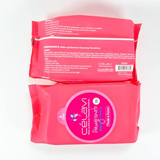 Celavi Makeup Remover Cleansing Wipes Removing Towelettes 2 Packs - 60 Sheets (Vitamin)