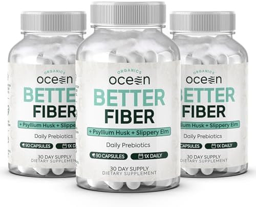 Better Fiber - Daily Fiber Supplement - Soften Stool For Effortless Bowel Movements - With Psyllium Hulk And Slippery Elm - 90 Capsules