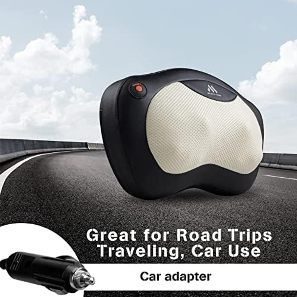 Shiatsu Neck And Back Massager - 8 Heated Rollers Kneading Massage Pillow For Shoulders, Lower Back, Calf, Legs, Foot - Relaxation Gifts For Men, Women - Shoulder And Neck Massager Present For Wife