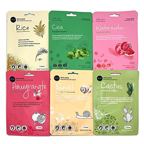 Celavi Essence Facial Face Mask 12 Sheets K-Beauty Skincare Korea Skin Care Moisturizing C Type