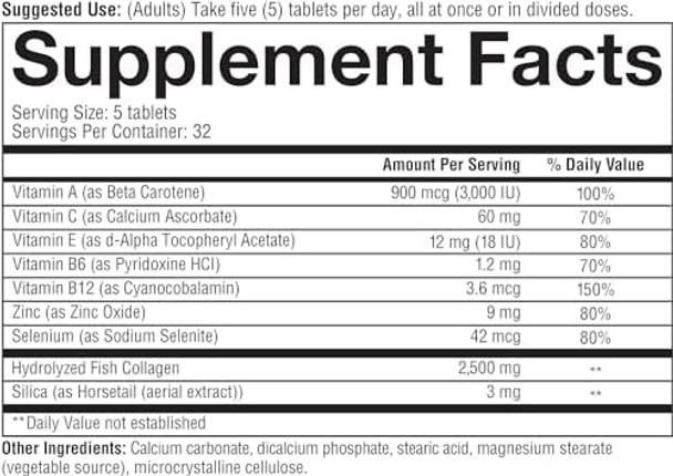 Youtheory Marine Collagen - 2,500 Mg Hydrolyzed Collagen - Supports Skin - Fish-Sourced Collagen - With Vitamin C, A, C, E, B6, B12 & More - Highly Digestible And Absorbable - 290 Tablets