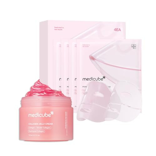 Medicube Holiyday Gifts Pink Glass Glow Duo For Uneven Skin - Collagen Jelly Cream 50Ml- Niacinamide & Freeze-Dried Hydrolyzed Collagen + Salmon Dna Pdrn Pink Collagen Jelly Gel Mask (4Ea)