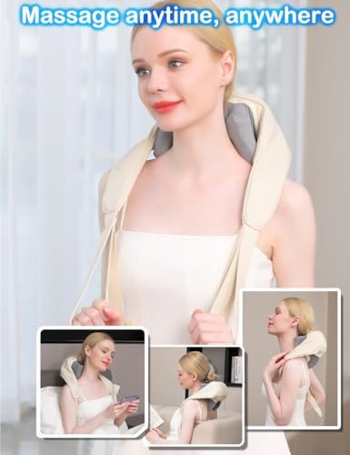 Neck Massager, Shiatsu Electric Back Shoulder And Neck Massage With Heat - Kneading Massage Pillow For Neck, Back, Shoulder, Leg, Muscle Pain Relief, Get Well Soon Presents (White)